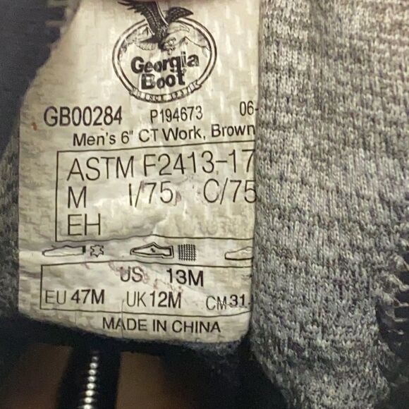 Georgia Boot Size: 13M Mens Black and Brown Waterproof Work Boots B95 - Picture 7 of 13